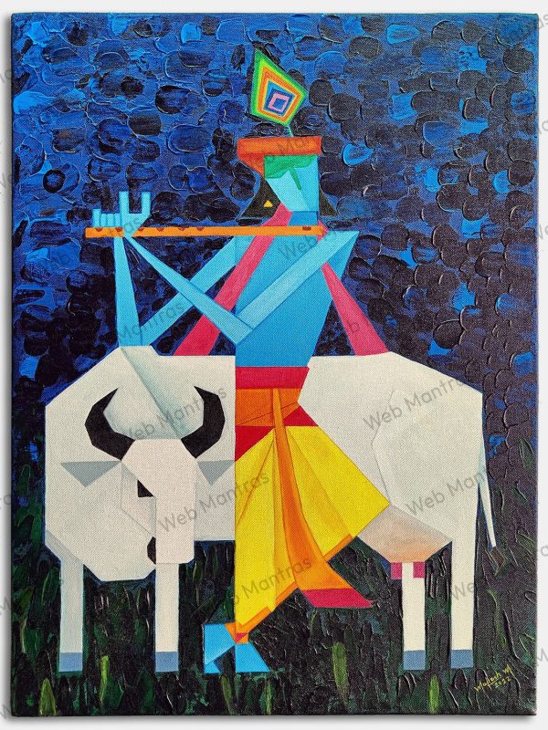 lord krishna modern art painting